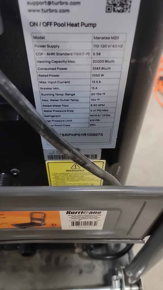 TURBRO Pool Heat Pump 20000 BTU - photo 5