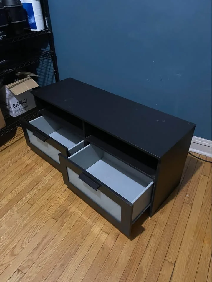 TV Stand W/ large storage drawers - Black image indicator(2)