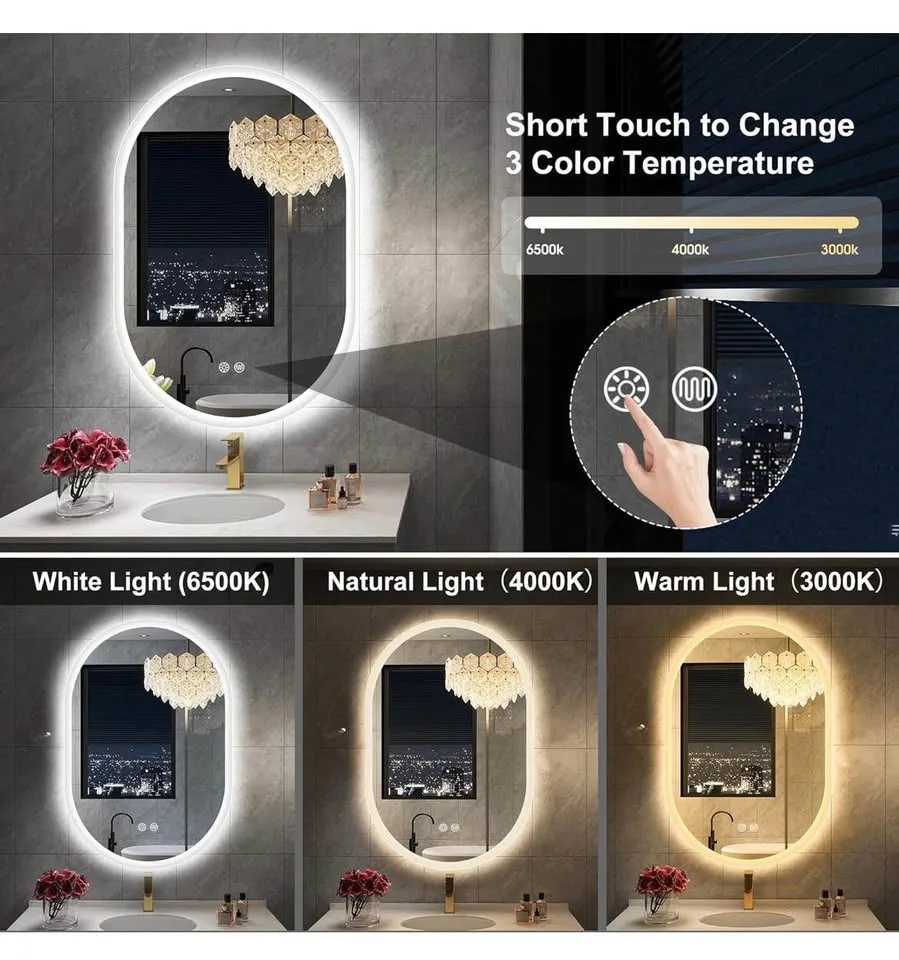 S·BAGNO 24''x36'' Oval LED Bathroom Mirror with Lights image indicator(3)