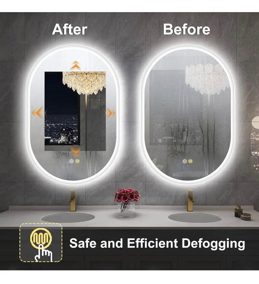 S·BAGNO 24''x36'' Oval LED Bathroom Mirror with Lights image indicator(5)