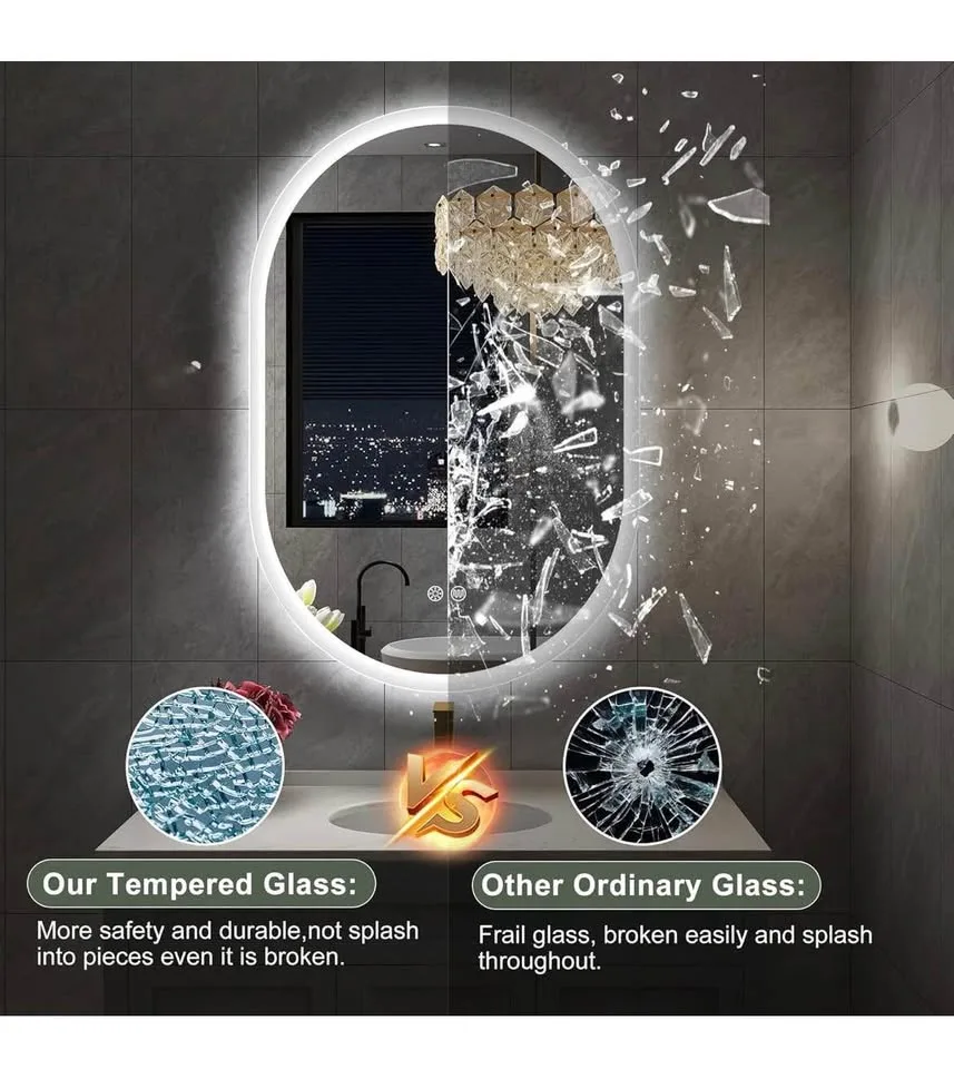 S·BAGNO 24''x36'' Oval LED Bathroom Mirror with Lights image indicator(7)