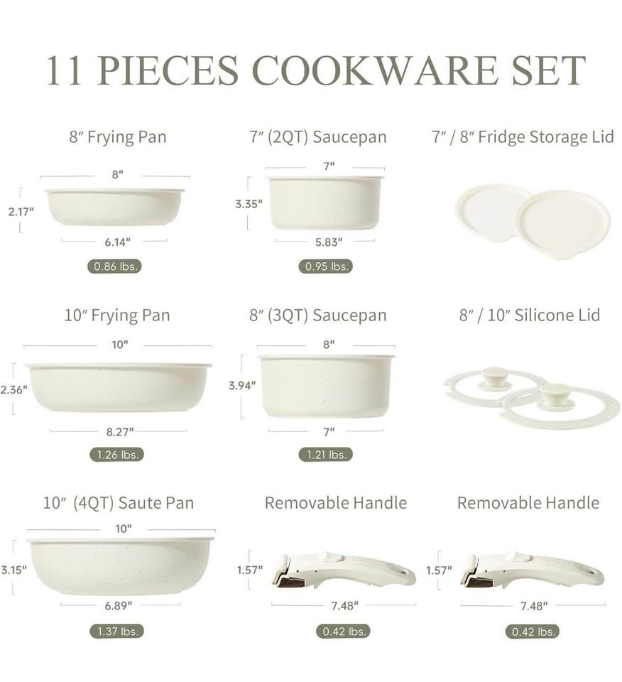 CAROTE 11pcs Non Stick Pots and Pans Set - photo 3