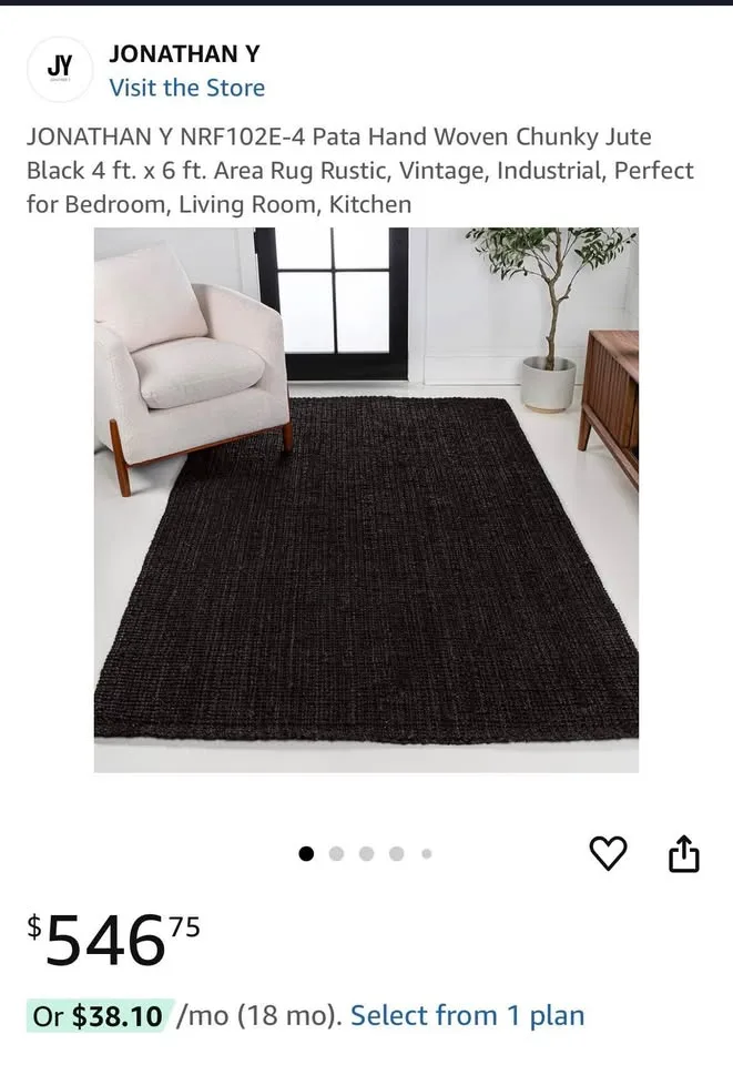 JONATHAN Y NRF102E-4 Pata Jute Rug 4 ft. x 6 ft image indicator(7)