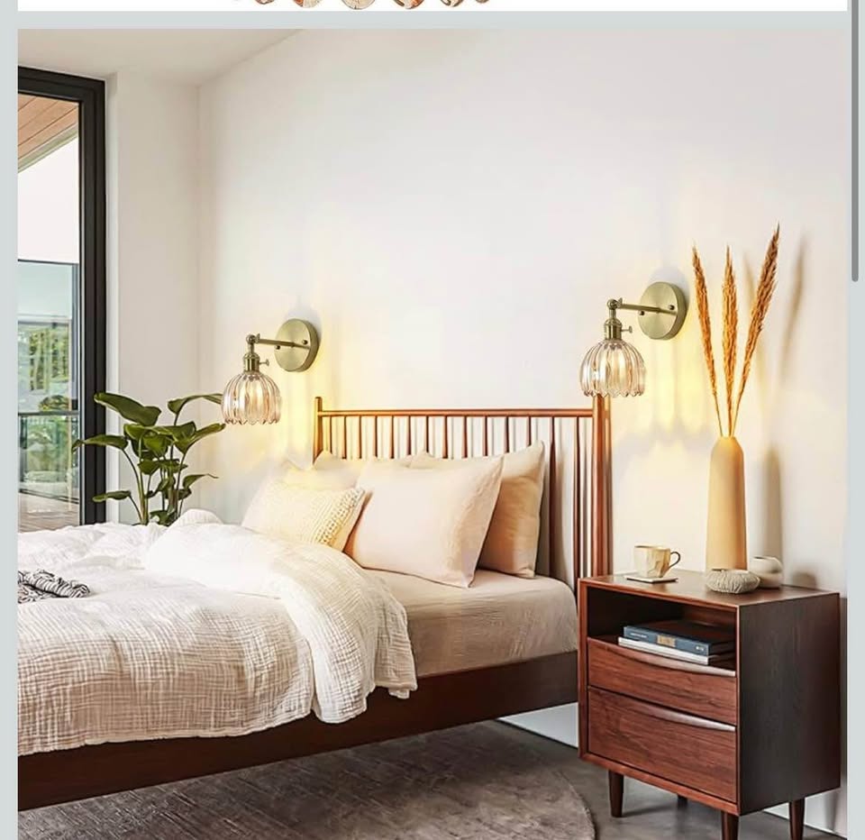 Vintage Wall Sconces with Amber Tulip Glass Lampshade - photo 3