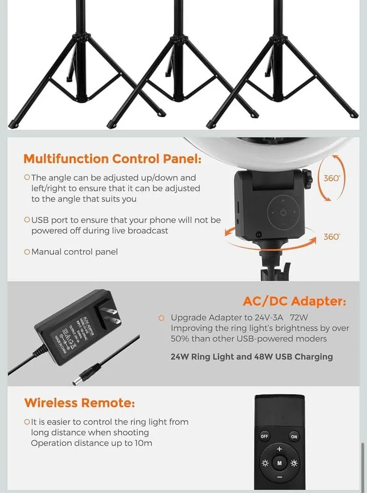 AGOGO 12'' LED Ring Light with Tripod Stand and Phone Holder image indicator(5)