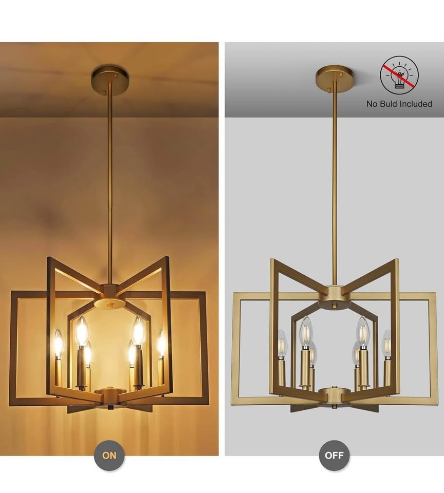 6-Light Gold Pendant Light, Modern Farmhouse Dining Room Light - photo 2