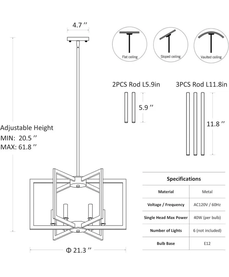 6-Light Gold Pendant Light, Modern Farmhouse Dining Room Light image indicator(3)