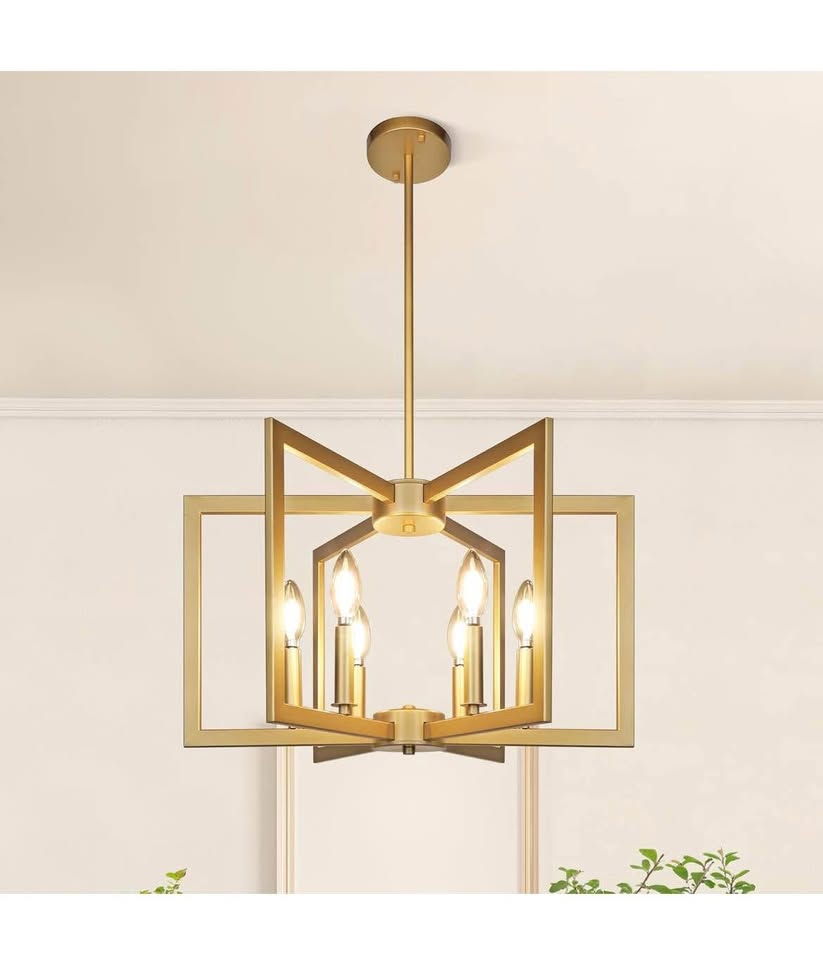 6-Light Gold Pendant Light, Modern Farmhouse Dining Room Light - photo 4