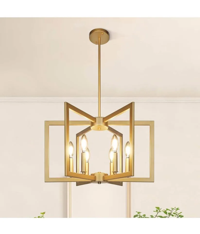 6-Light Gold Pendant Light, Modern Farmhouse Dining Room Light image indicator(4)