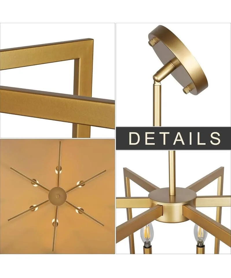 6-Light Gold Pendant Light, Modern Farmhouse Dining Room Light image indicator(6)