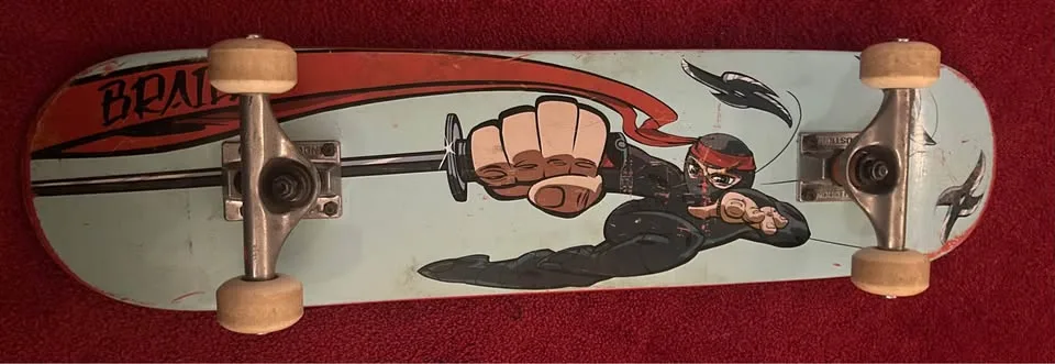 Braille 7.25” Kids Skateboard – Ninja Star Design (Excellent Con image indicator(3)