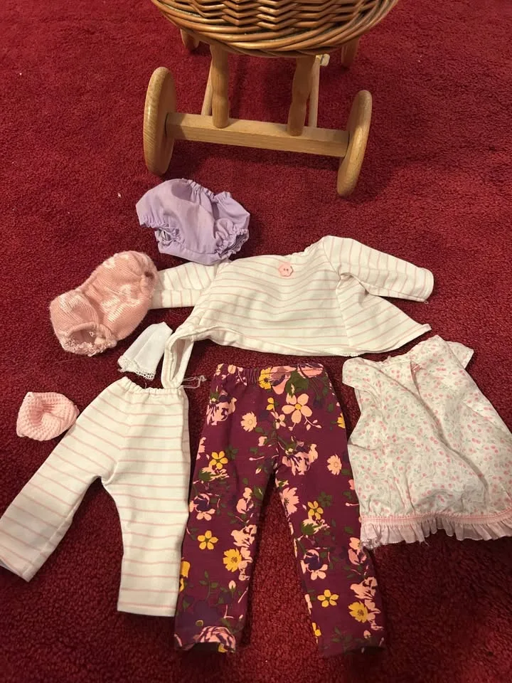 Corolle Baby Doll with Wicker Pram & Clothing Set image indicator(5)