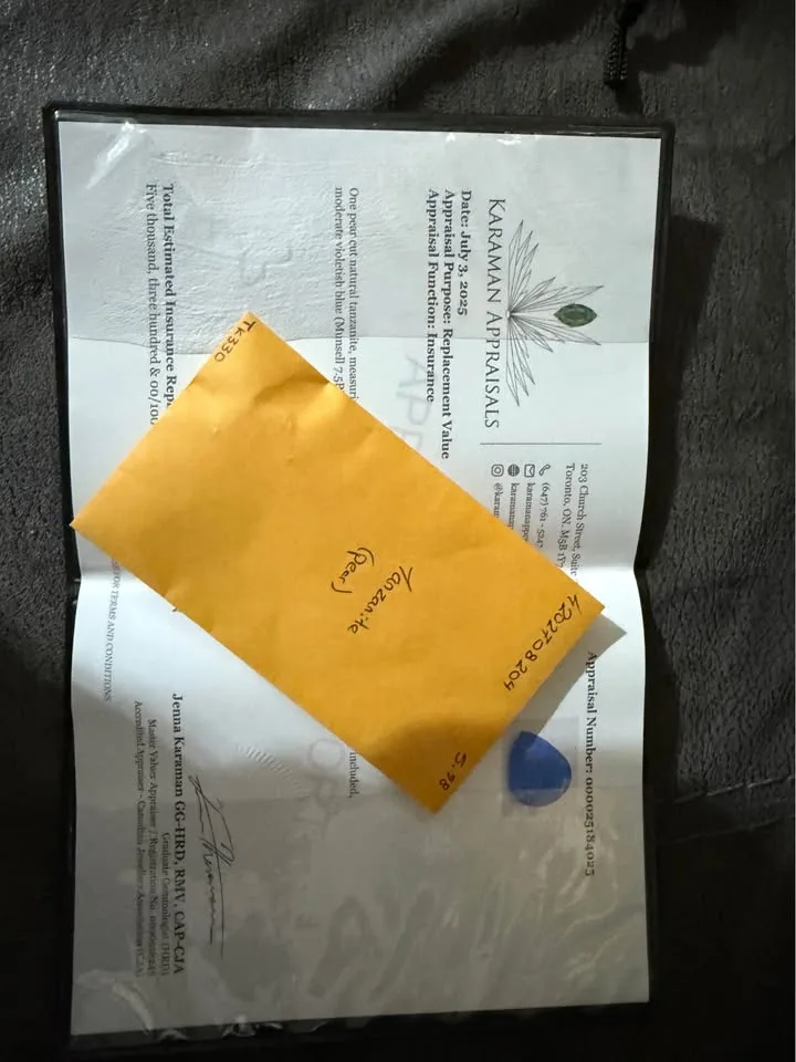 5.98 crt natural tanzanite - appraised at $5300 image indicator(2)