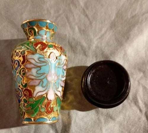 Chinese Cloisonne Enamel Gilded Vase 3 Inch - photo 4