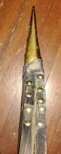 Antique Brass Wood Leather Fire Bellow Embossed Tavern Scene Rar - photo 5