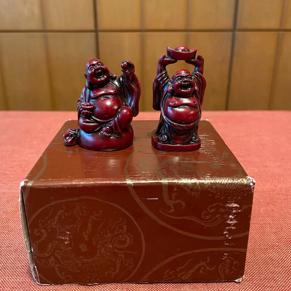 Mini Red Laughing Buddha Figurines – Set of 2 image indicator(10)