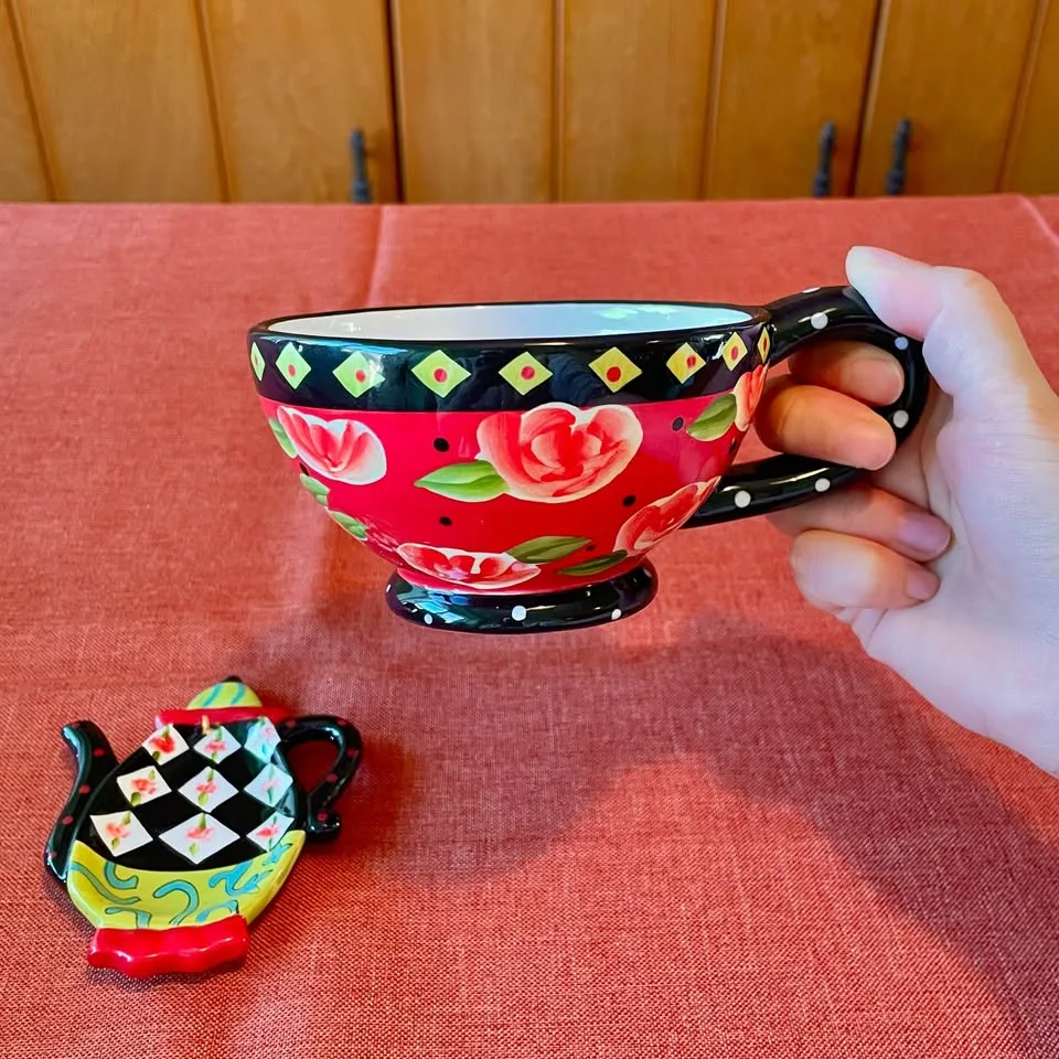 Vintage GIFTCRAFT Tea Cup and Teabag Holder Set image indicator(5)