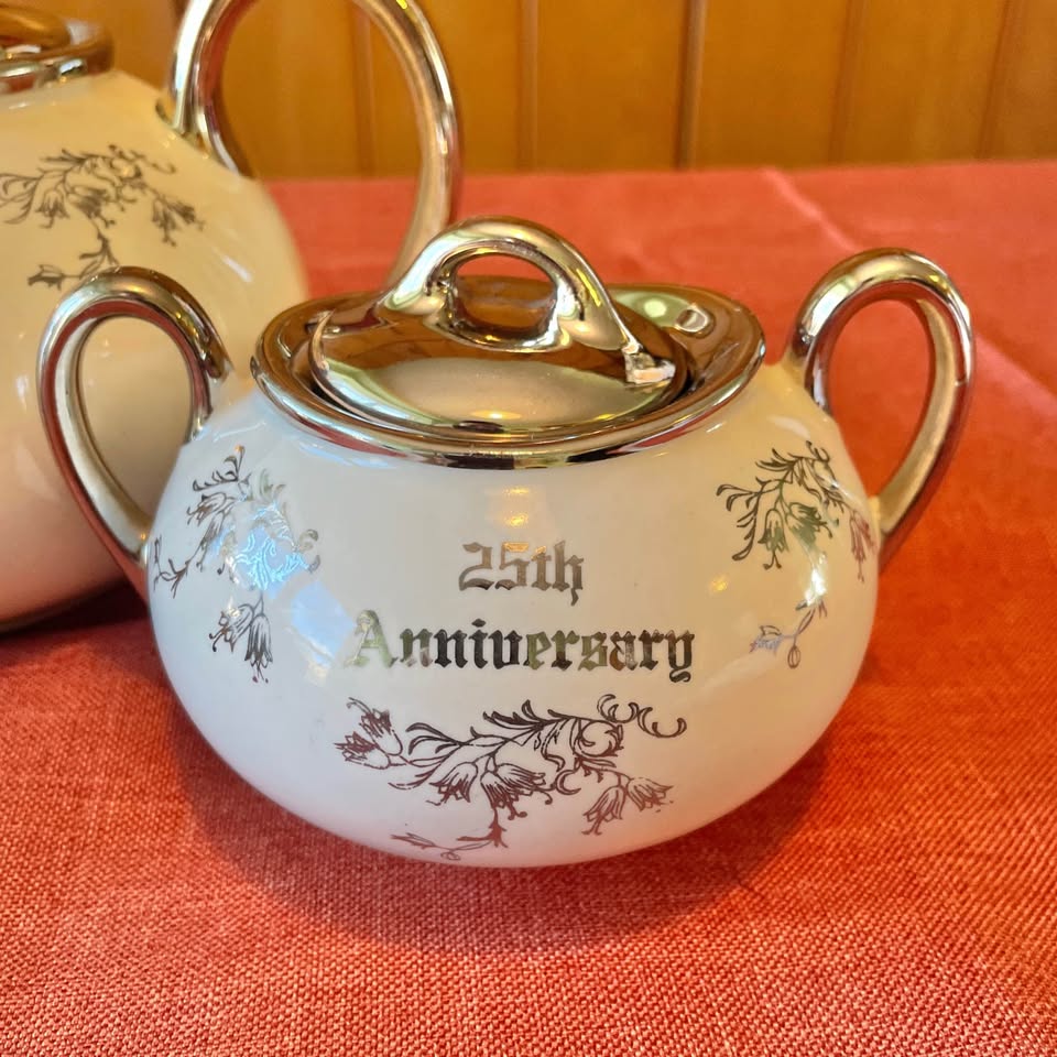 Vintage✨ Pearl China Co Platinum Rose 22k Teapot Set - photo 2