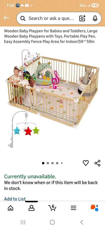 Wood Play Yard with Gate 59x59x24