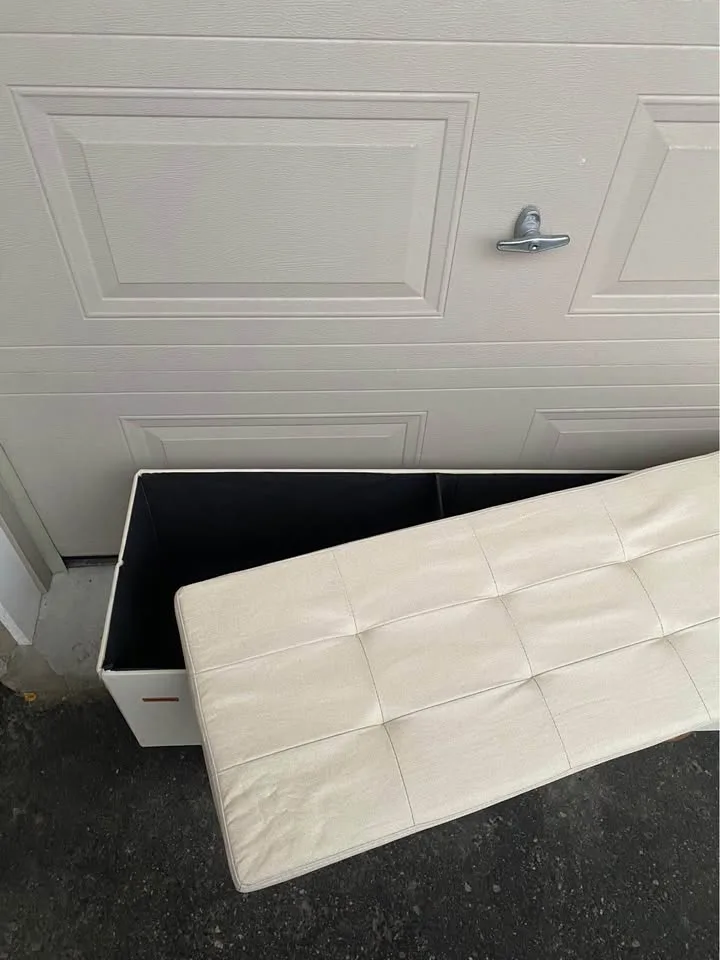 Cream White SONGMICS Storage Ottoman Bench Brand New image indicator(2)