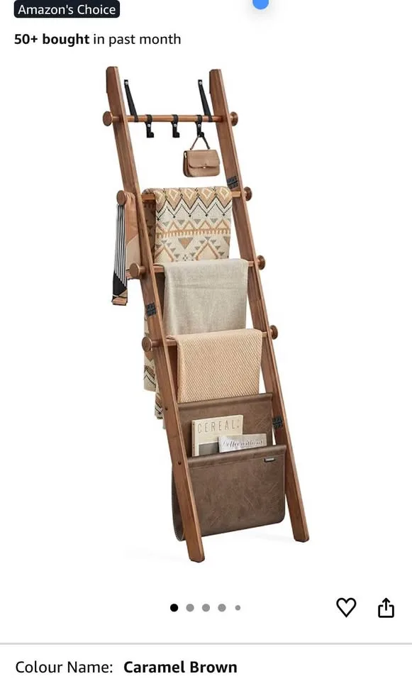 VASAGLE 5-Tier Blanket Ladder – Stylish, Functional, Farmhouse C image indicator(3)