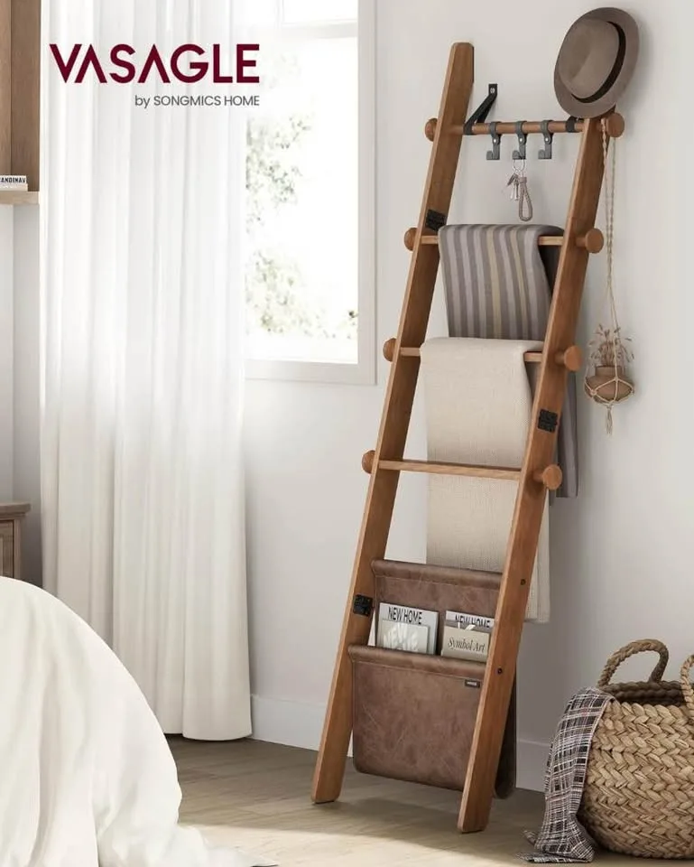 VASAGLE 5-Tier Blanket Ladder – Stylish, Functional, Farmhouse C image indicator(5)