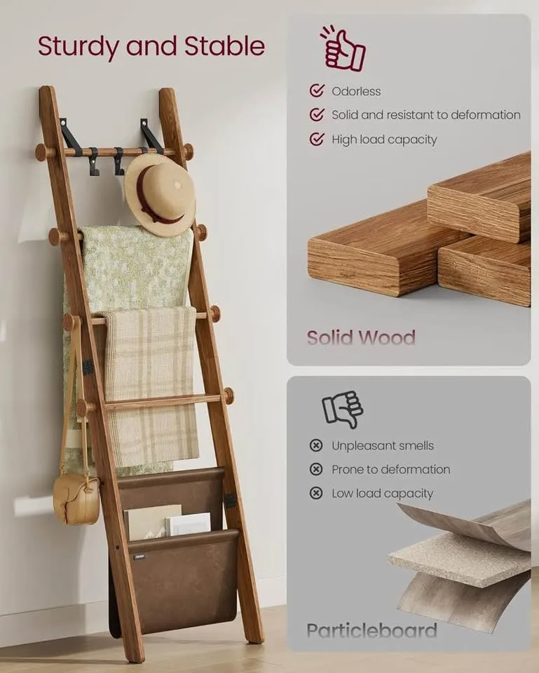 VASAGLE 5-Tier Blanket Ladder – Stylish, Functional, Farmhouse C image indicator(8)