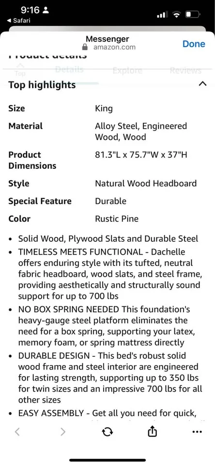 King Wood Frame Bed & King Lull Mattress - $700 (Guest Rm) image indicator(10)