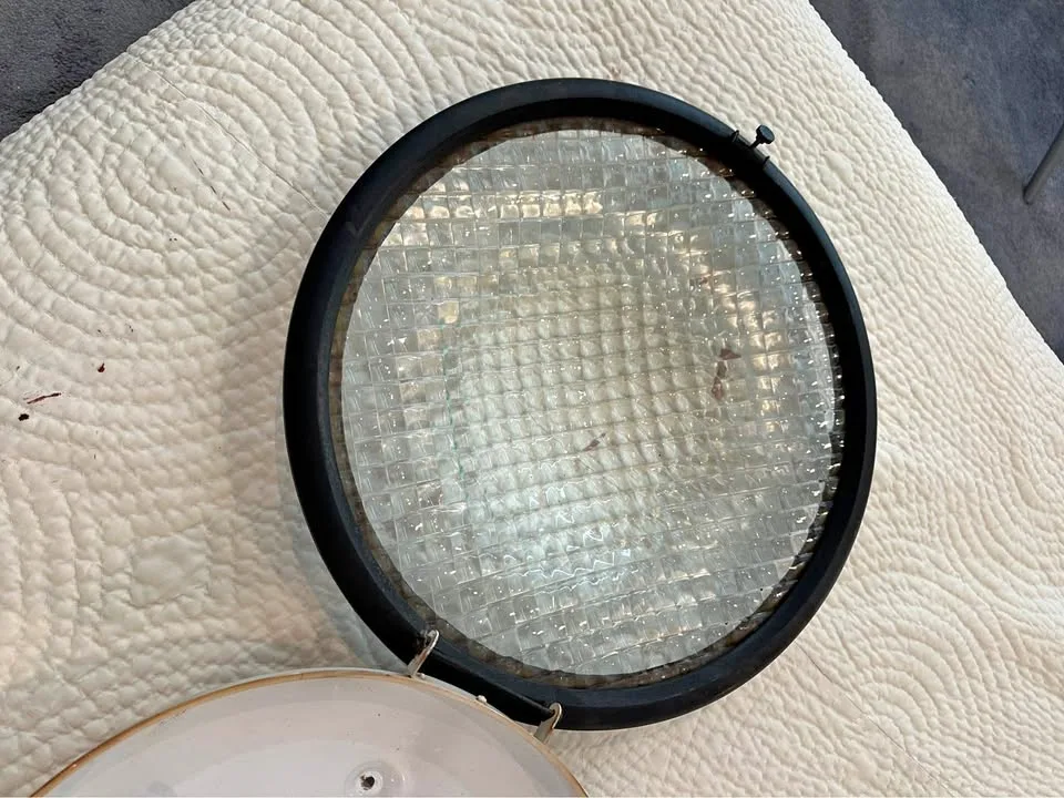 Ceiling Light Fixture glass / rubber trim 18"