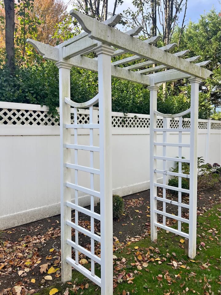 Vinyl Arbor trellis 2 years old 57" w x 88"H