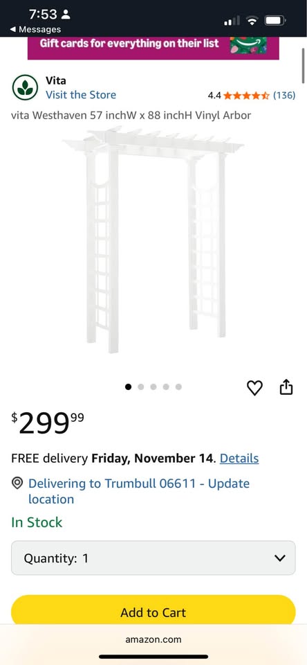 Vinyl Arbor trellis 2 years old 57" w x 88"H - photo 4