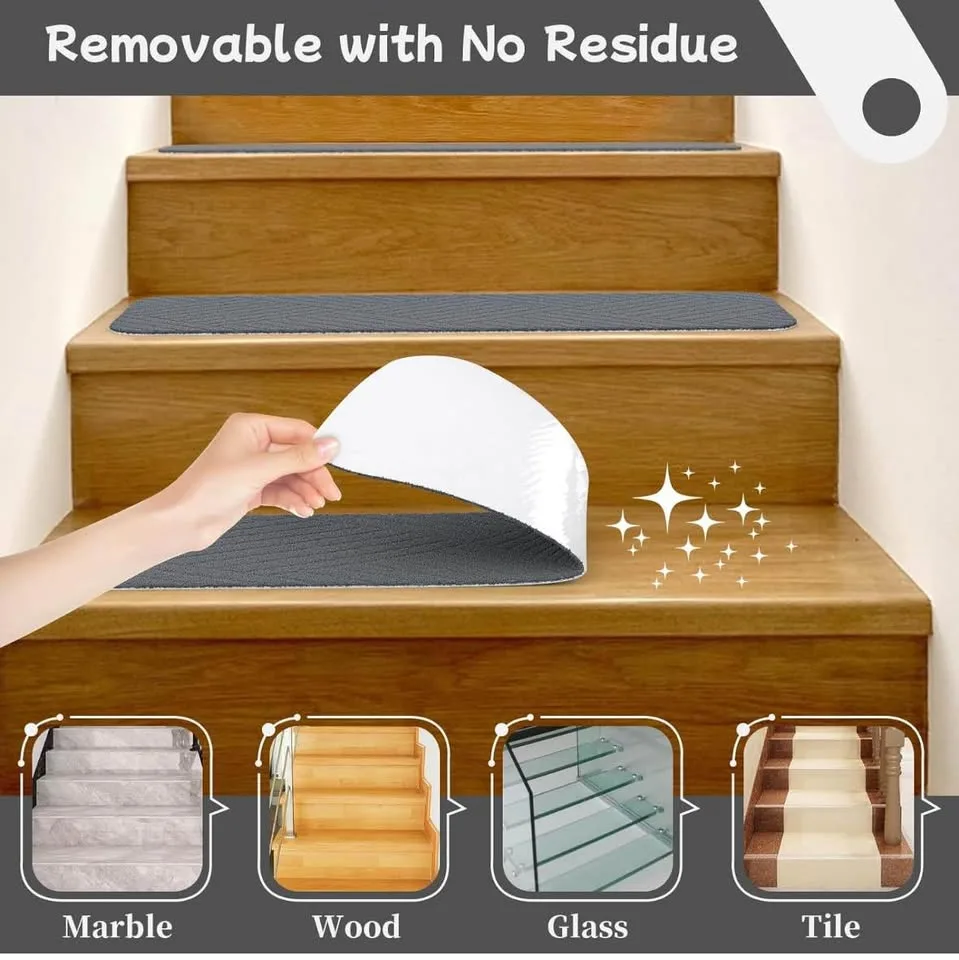 Brand new Aenithsy Stair Treads Non Slip 30"x8"-15pcs-Grey image indicator(5)