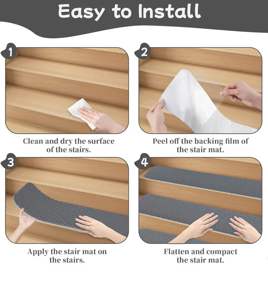 Brand new Aenithsy Stair Treads Non Slip 30"x8"-15pcs-Grey image indicator(7)