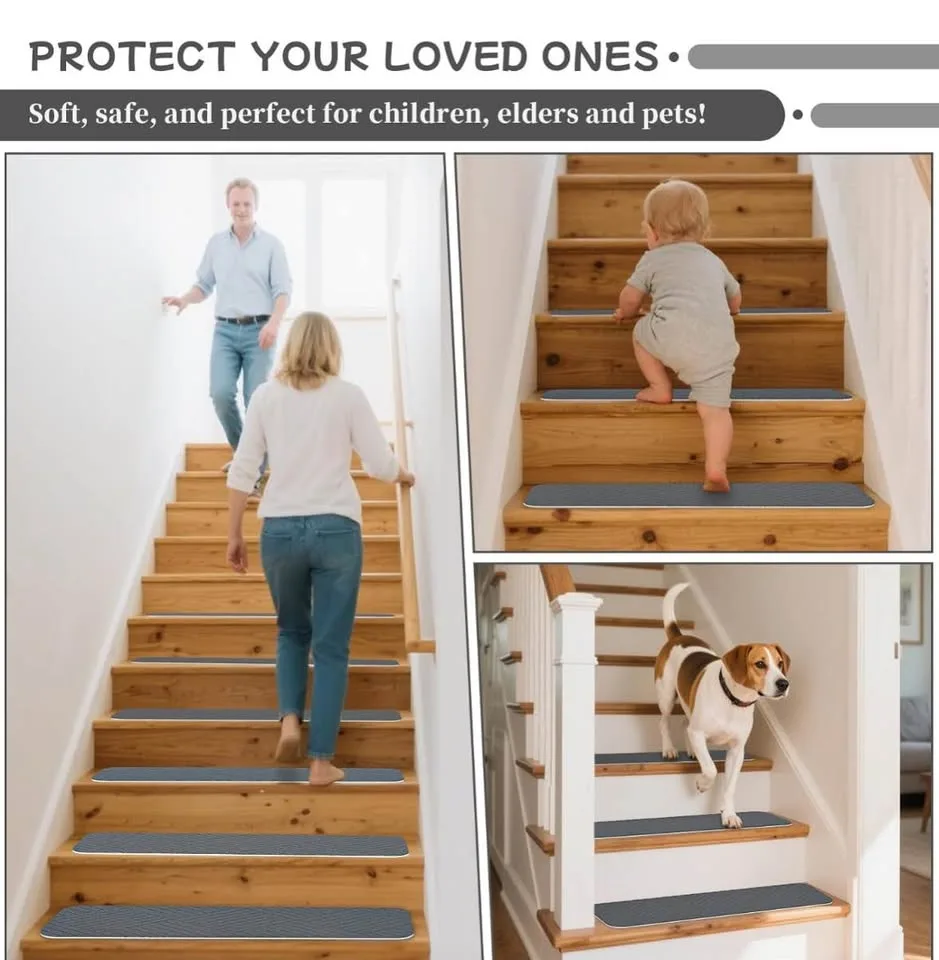 Brand new Aenithsy Stair Treads Non Slip 30"x8"-15pcs-Grey image indicator(9)