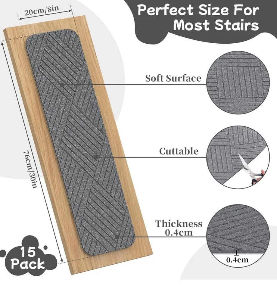 Brand new Aenithsy Stair Treads Non Slip 30"x8"-15pcs-Grey image indicator(10)