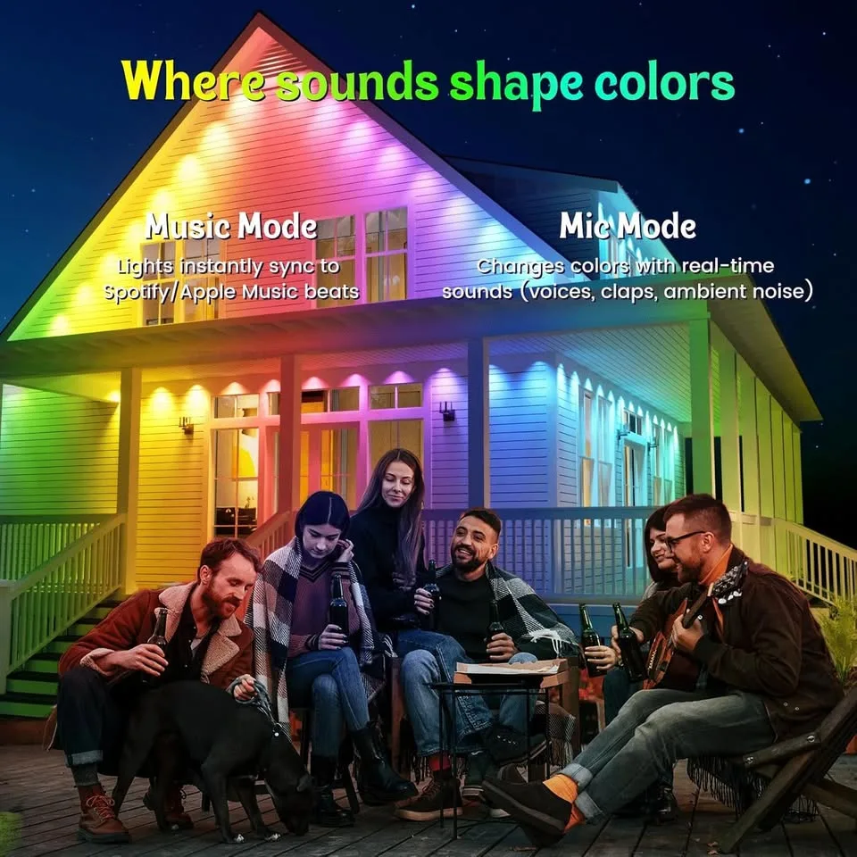 150ft Permanent Outdoor RGB Smart String Lights image indicator(4)