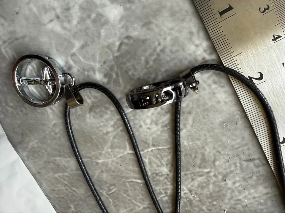 Neclace unisex learher and metal - set of two image indicator(4)