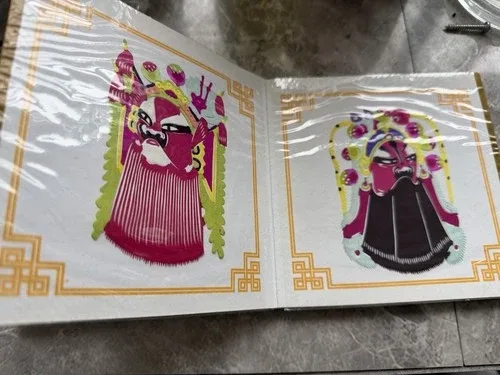 Chinese Paper Cut Out Opera Mask Book of 10 Vintage image indicator(2)