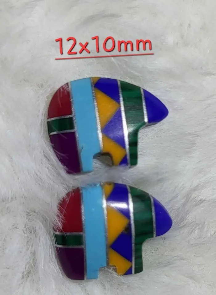 Zuni Fetish Silver and gemstone Inlay Totem Bear image indicator(3)