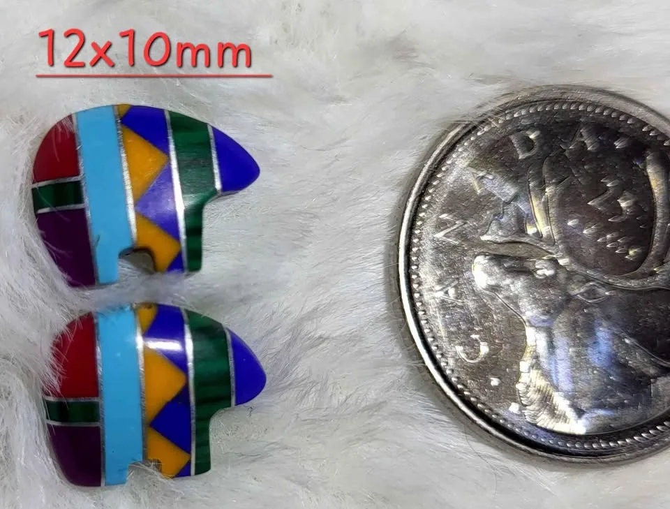 Zuni Fetish Silver and gemstone Inlay Totem Bear image indicator(5)