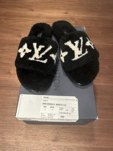 Louis Vuitton Black Magnetic Flat-Slides Size 41 image indicator(10)
