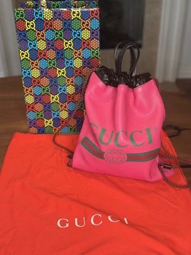 Gucci Small Pink Drawstring Backpack Rucksack thumbnail