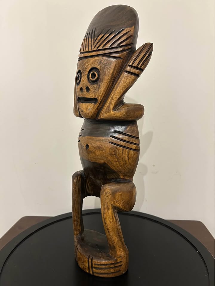 Vintage Large Polynesian Tiki Hand-Carved Wooden Figurine 15,5” - photo 2