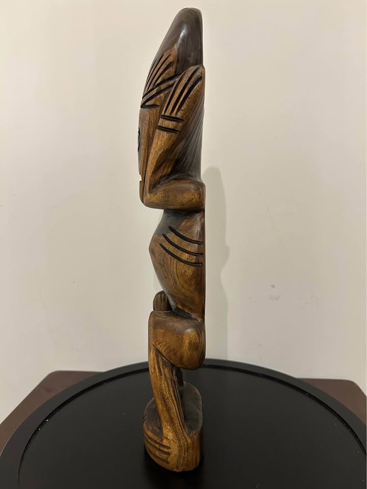 Vintage Large Polynesian Tiki Hand-Carved Wooden Figurine 15,5” - photo 3