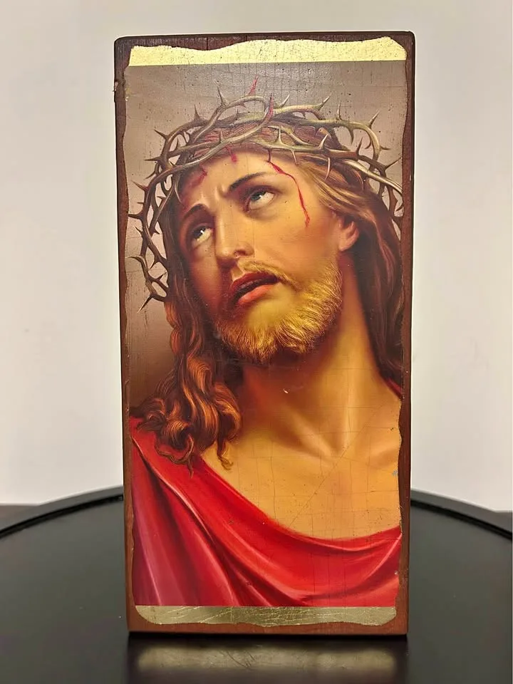 Jesus Christ Icon on Wood Certified handmade work