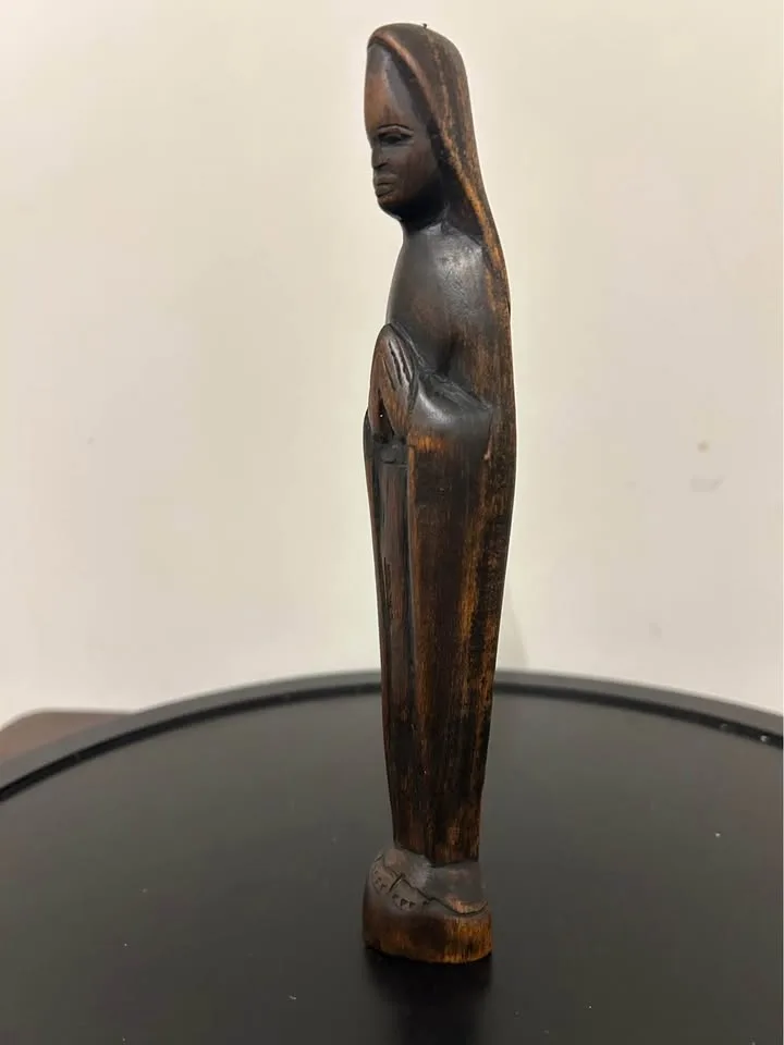 Vintage Virgin Mary Madonna — Hand-Carved Ebony Wood Statue image indicator(2)