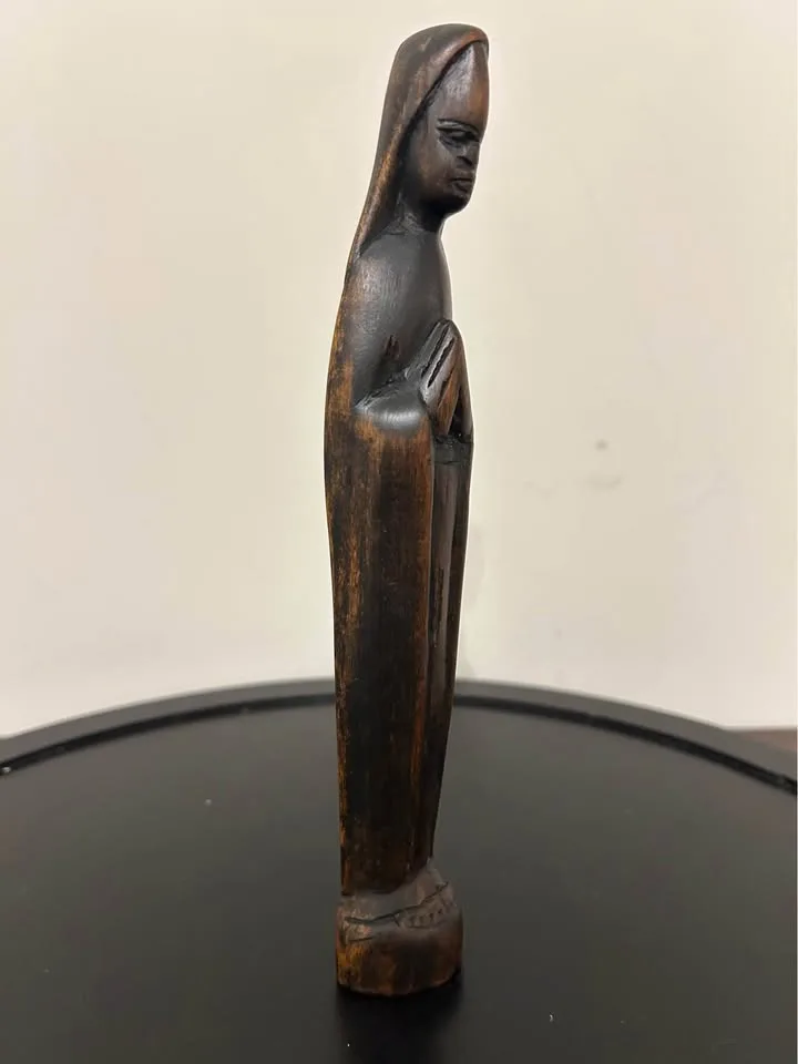 Vintage Virgin Mary Madonna — Hand-Carved Ebony Wood Statue image indicator(3)