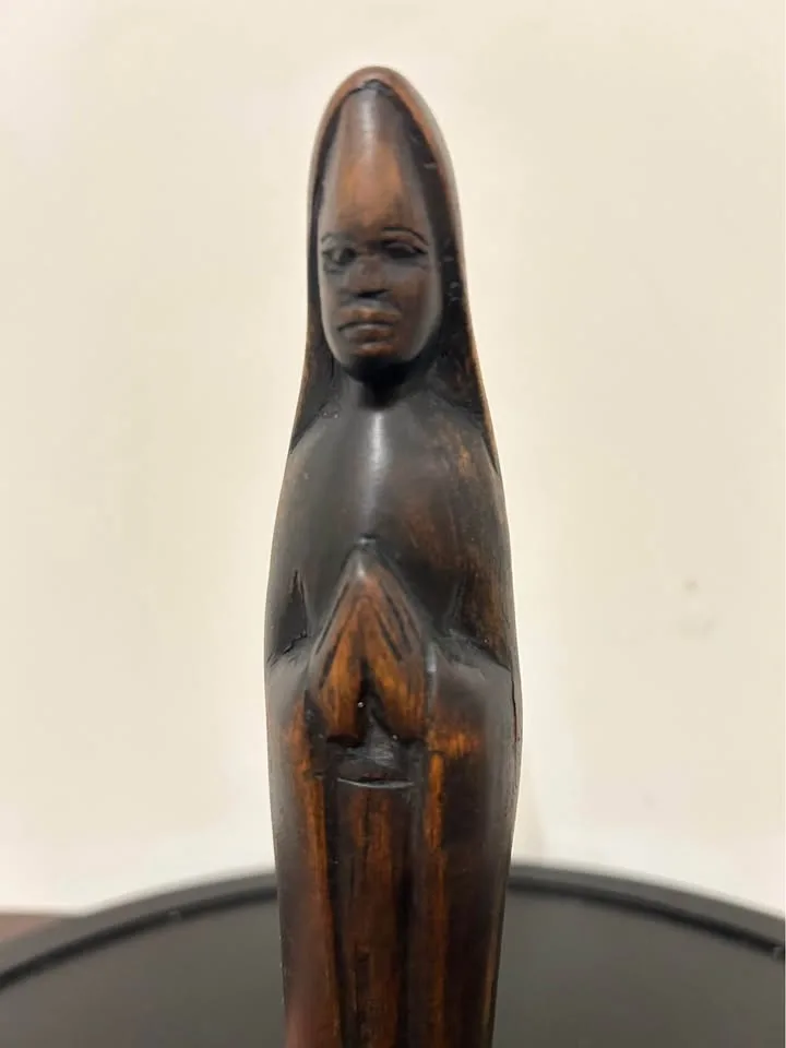 Vintage Virgin Mary Madonna — Hand-Carved Ebony Wood Statue image indicator(5)