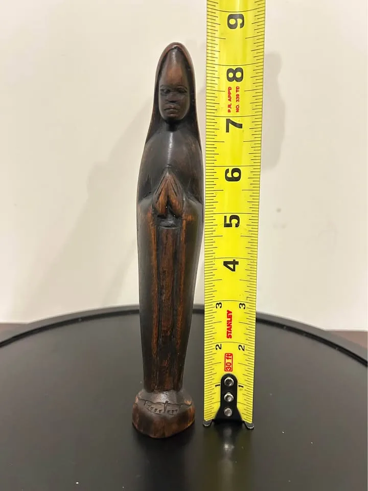 Vintage Virgin Mary Madonna — Hand-Carved Ebony Wood Statue image indicator(6)