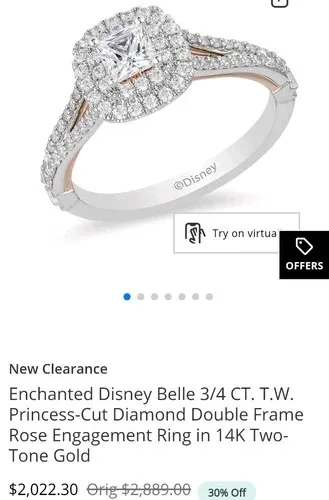 Disney Enchanted Belle Bridal Ring Set Size 5.5 image indicator(4)